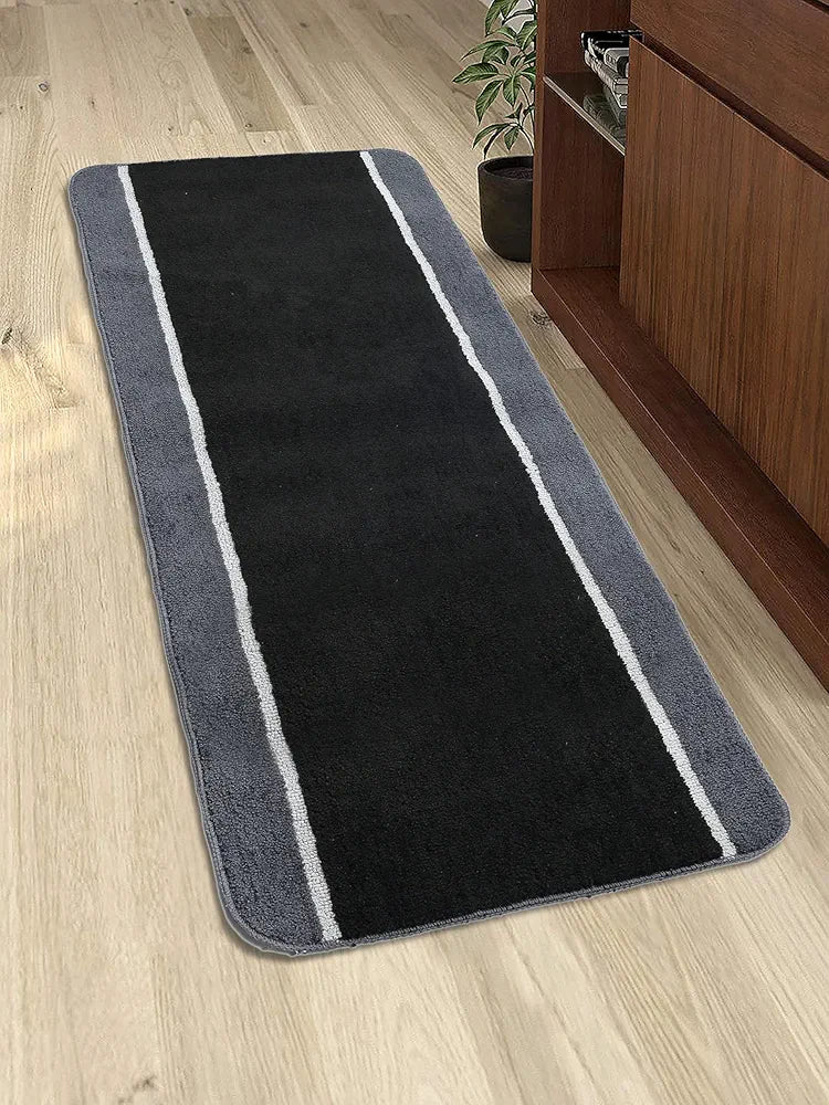 Saral Home Stripe Microfiber Durable & Washable Multipurpose Runner for Home/Kitchen/Living Area/Lobby/Office Entrance with Anti Skid Backing 