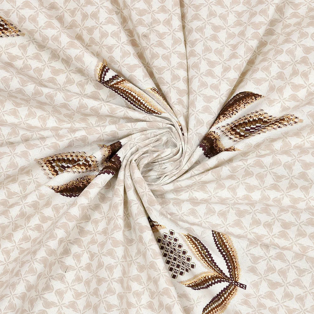 Kuber Industries Double Bedsheet with 2 Pillow Covers | 186 TC Premium Cotton Bedsheet for Double Bed | Bedsheet for Living Room-Home& Hotels | Embroidery Katli Flower | 100x108 Inch | Brown