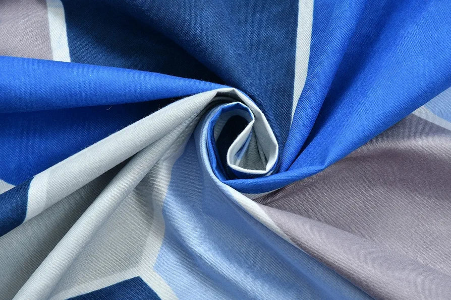 Homefab India 144 TC Microfiber Double Bedsheet with 2 Pillow Covers - Blue, Geometric