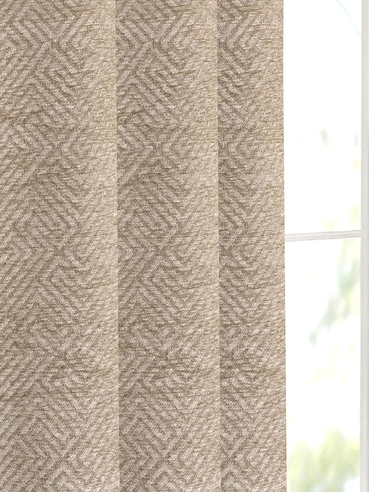 Saral Home Pacman Chenille Blackout Door Curtains 1pc, Beige 4X7 Ft