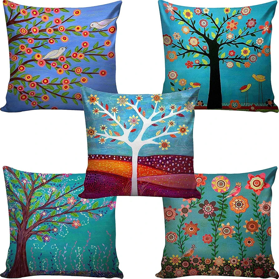 Amayra Home Set of 5 Multi Colored Decorative Hand Made Cotton Cushion Covers 16