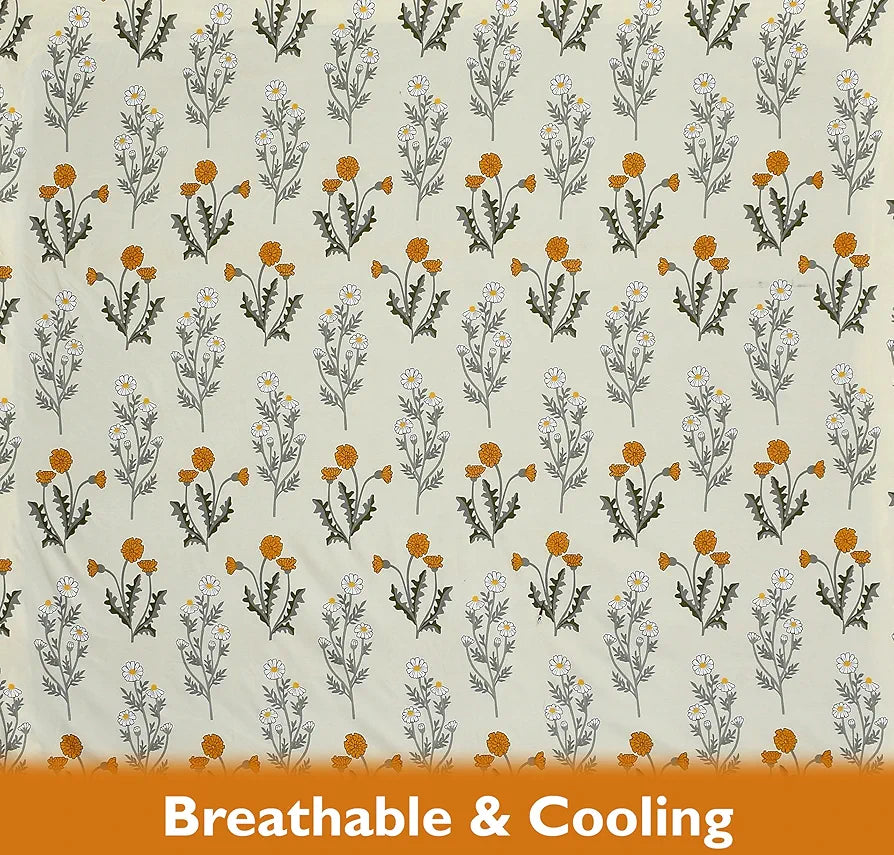 FRESH FROM LOOM Single Bed Microfiber Bedsheet with Floral Print - 240 TC, Hypoallergenic, Includes 1 Pillow Covers , Multicolor