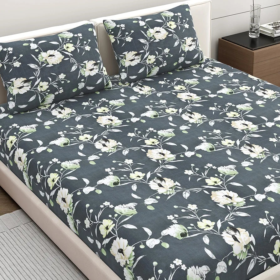 Dreamscape Microfiber Wrinkle & Fade Resistant Double Bedsheet with 2 Pillow Covers - 