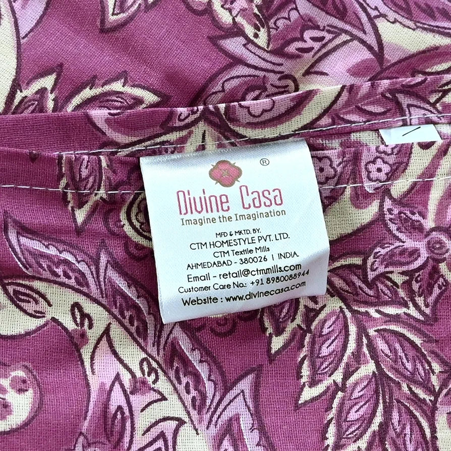 Divine Casa 144 TC 100% Pure Cotton Single Bedsheet with 1 Pillow Cover | Soft & Skin-Friendly Fabric for Everyday Comfort | All-Season Use | Size 223 X 145 CM | Royal Paisley Pattern | Cream Magenta