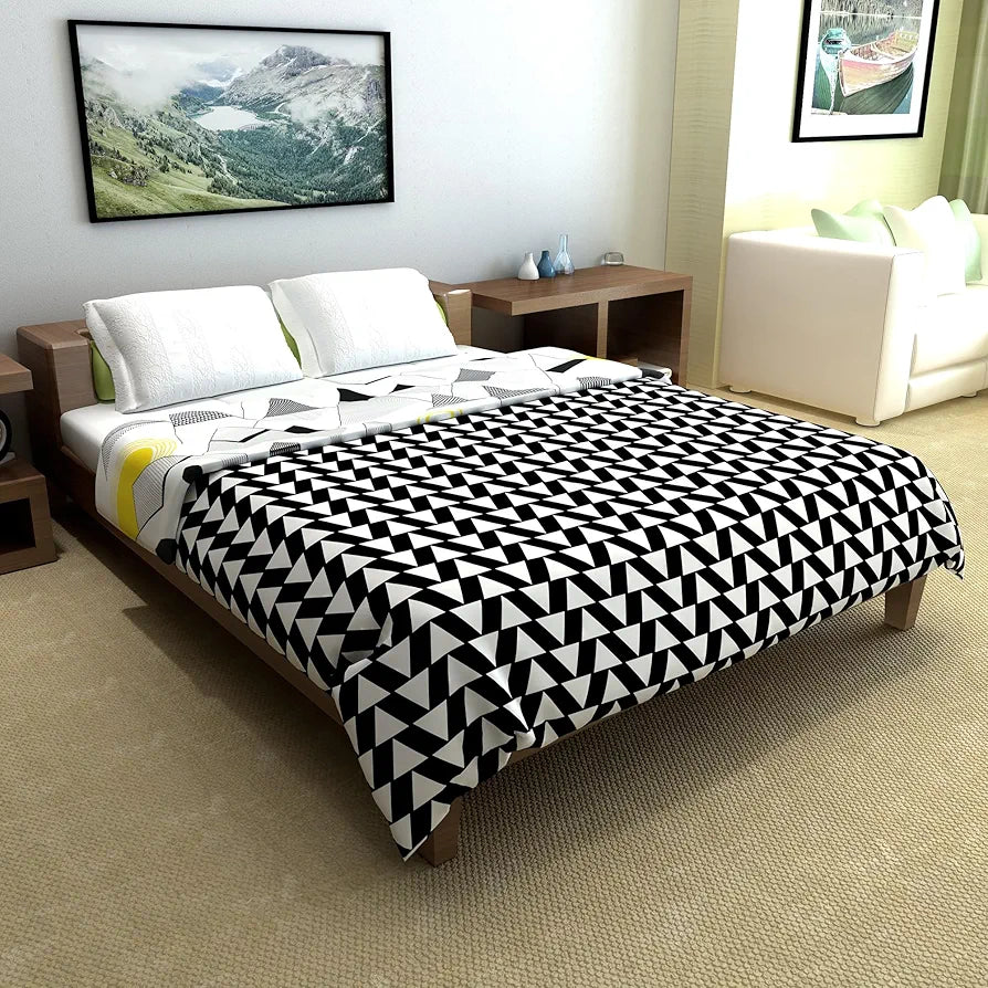 Divine Casa Super Soft Geometric 120 GSM Microfiber Winter Double Bed Comforter/Duvet| King Size Bed AC Blanket/Quilt - 254 x 230 cm 