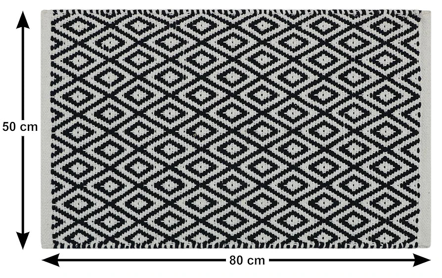 THE HOME TALK Weaved Cotton Rectangular Carpets | Contemporary Decorators | Area Rugs for Bedroom, Center Table, Living Room, Drawing Room, Hall | Machine Washable | 50 X 80 Cm | Navy