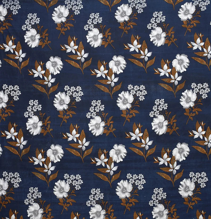 HOMEKART 100% Microfiber bedsheet for Double Bed with 2 Pillow Covers Breathable | Wrinklefree and Soft Touch 144 TC Pattren Floral Blue and White| TC - 144