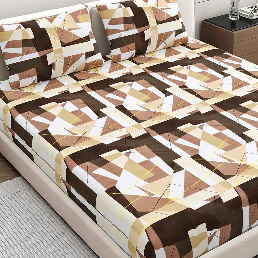 Dreamscape Microfiber Wrinkle & Fade Resistant Double Bedsheet with 2 Pillow Covers - 