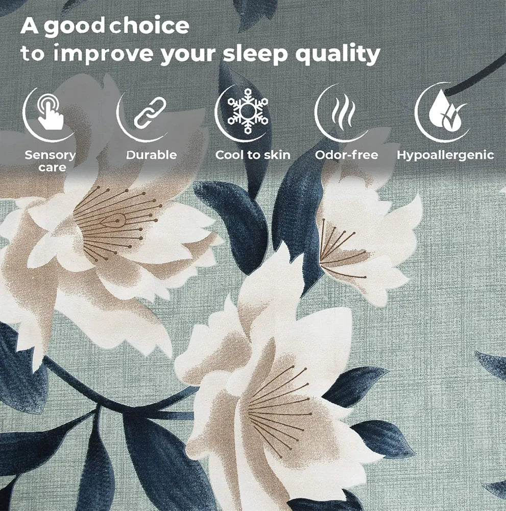 FRESH FROM LOOM Elastic Fitted Floral Bed Sheets|Hypoallergenic Soft Glace Cotton Fitted Bedsheet King Size Bed With Two Pillow Cover|Bed Covers For Mattresses Tuck In,144 TC