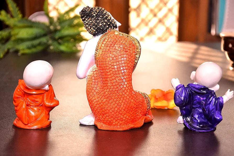 MARINER'S CREATION Polyresin Buddha Idol , 11.4 cm x 11.4cm x 17.4 cm, White