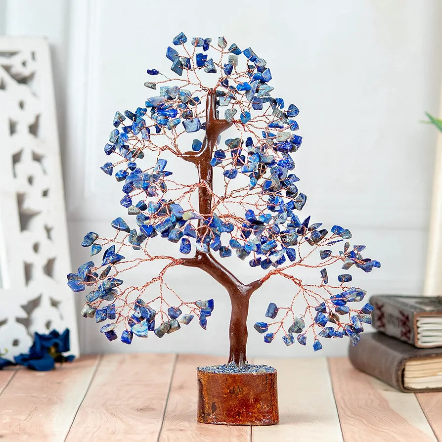 BEZAVO Lapis Lazuli Energy Crystal Tree | Feng Shui Tree for Abundance & Love | Decorative Artificial Plant for Home & Office | Ideal Gift for Men & Women – Birthday 