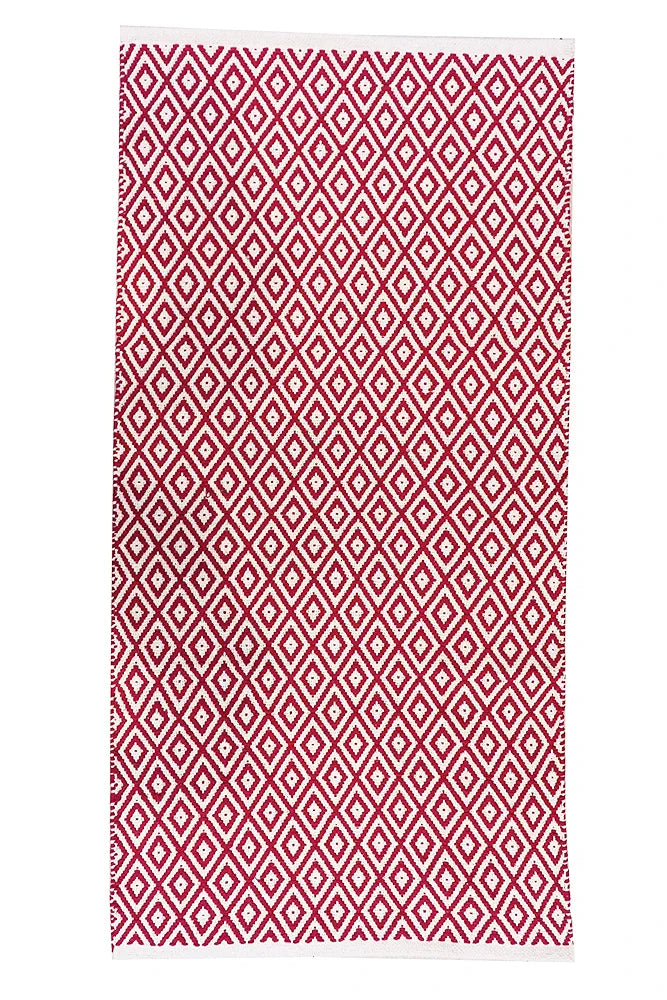 THE HOME TALK Weaved Cotton Carpets | Contemporary Decorators | Area Rugs for Bedroom, Center Table, Living Room, Drawing Room, Hall | Machine Washable | 70 X 140 CM | Pink