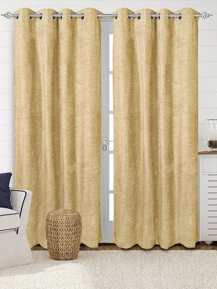 Saral Home Pacman Chenille Blackout Door Curtains 2pc, Gold 4X7 Ft