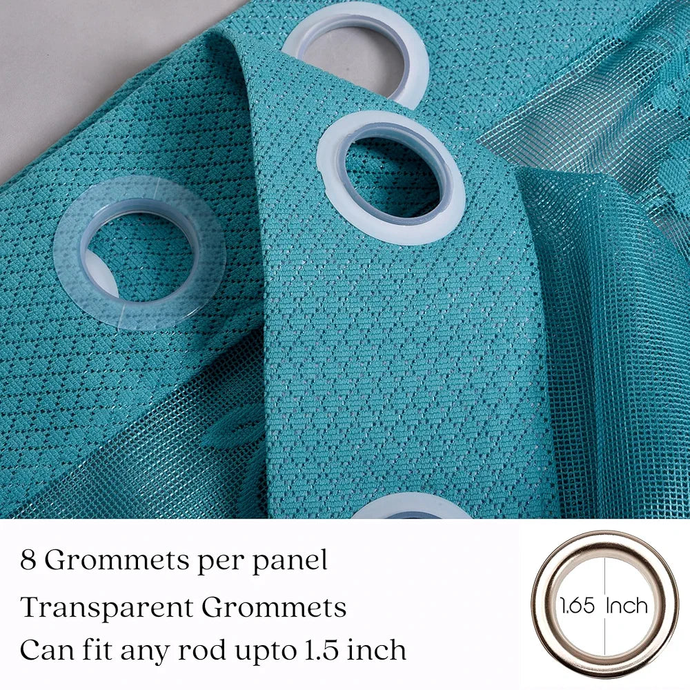 Kuber Industries Door Curtains | Premium Drapes for Bedroom | Sheer Curtain with 8 Rings | Parda for Living Room | Net Frill Door Curtain | 7 Ft | SY27 | Green