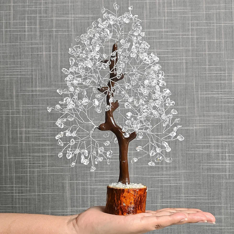 BEZAVO Clear Quartz Crystal Tree – Artificial Tree for Home & Office Decoration | Feng Shui Tree for Prosperity & Positive Energy | Ideal Gift for Men & Women – Weddings, Birthdays & Anniversaries