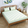 Colorish Jaipuri Traditional Floral Printed Cotton Blend Bed Sheet With 2 Pillow Covers | Pastel Green