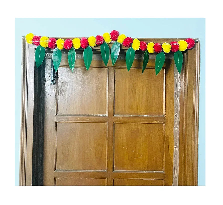 SPHINX Artificial Marigold &Mango Leaves Simple Door-Window toran/Door hangings/Festive Decorations - Approx.100 cms/40 Inches/3.33 Ft. - 