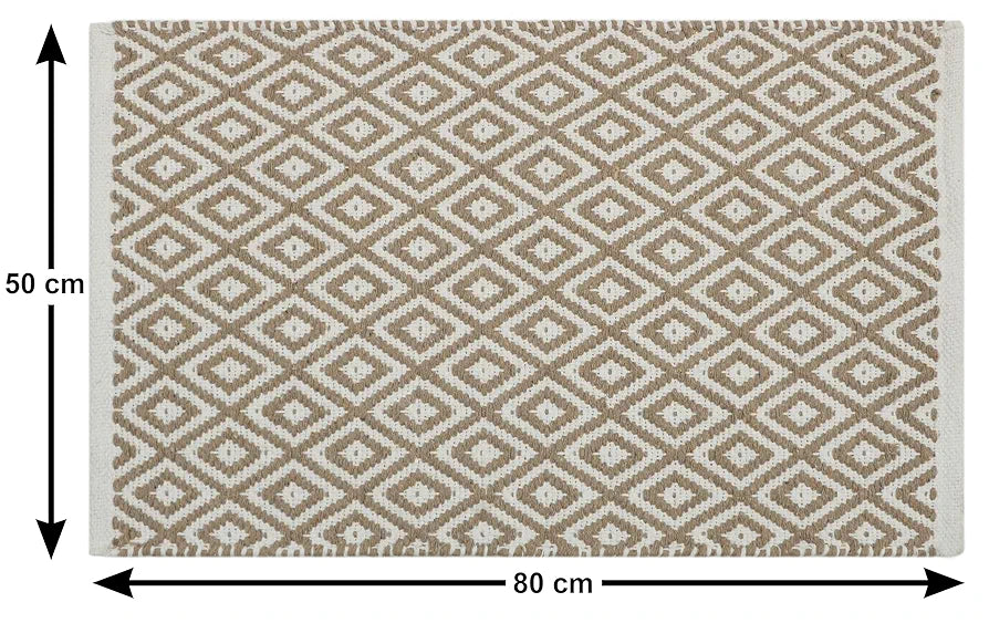 THE HOME TALK Weaved Cotton Rectangular Carpets | Contemporary Decorators | Area Rugs for Bedroom, Center Table, Living Room, Drawing Room, Hall | Machine Washable | 50 X 80 Cm | Beige