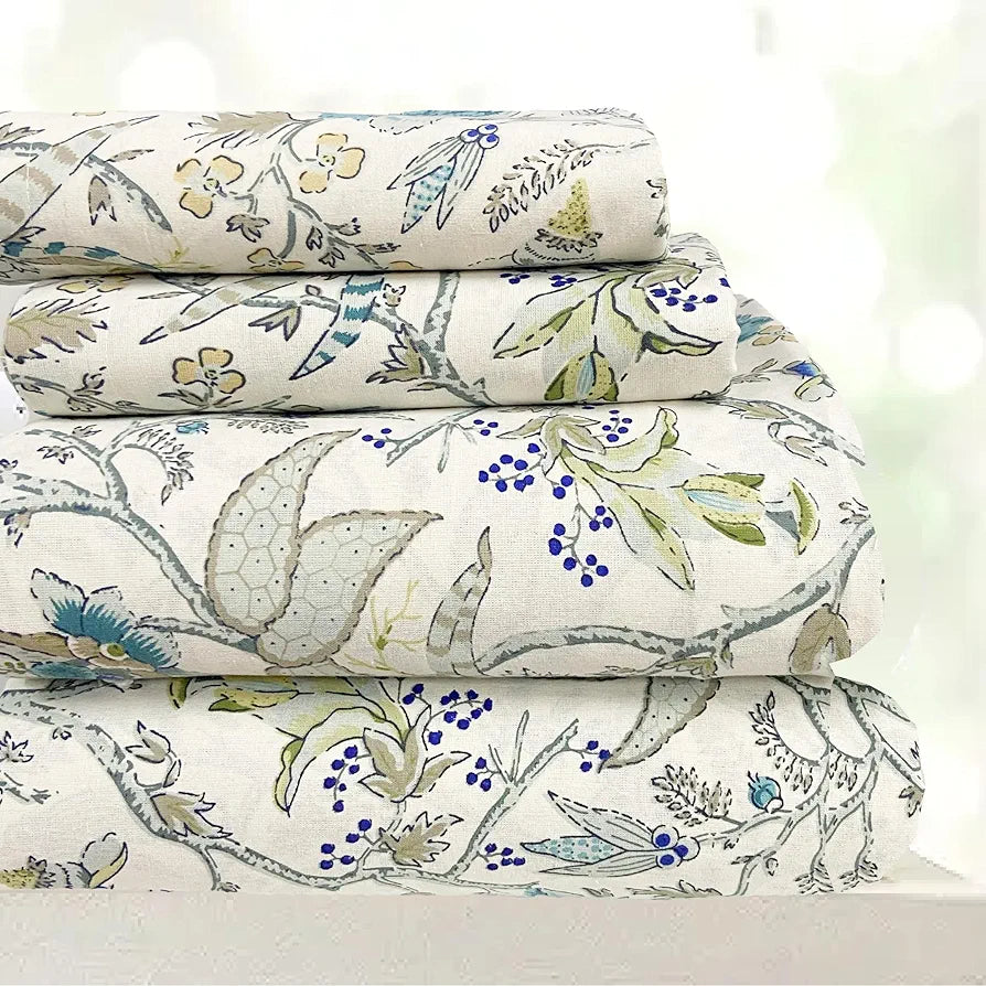 SAJAVAT HOME 100% Pure Cotton King Size Floral Bedsheet Set with 2 Pillow Covers,Soft,Breathable & Skin-Friendly,Luxury Bedding Set,96x104 Inches ,Pack of 1 ,500 TC