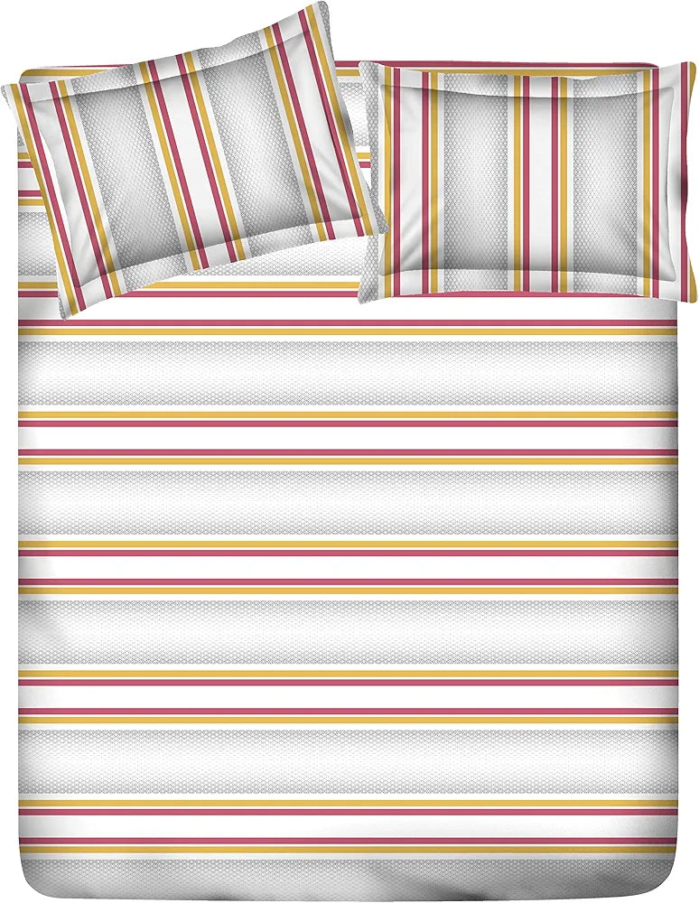 Layers Duracount Bedsheet Set for All Seasons - Lightweight, Moisture Absorbent, Machine Washable & Easy to Care - Gift for Housewarming & More - 225 CVC - King Size 