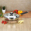 Sumeet Stainless Steel Induction Bottom Fry Pan with Glass Lid 1.7 Liter 23.5 cm Silver