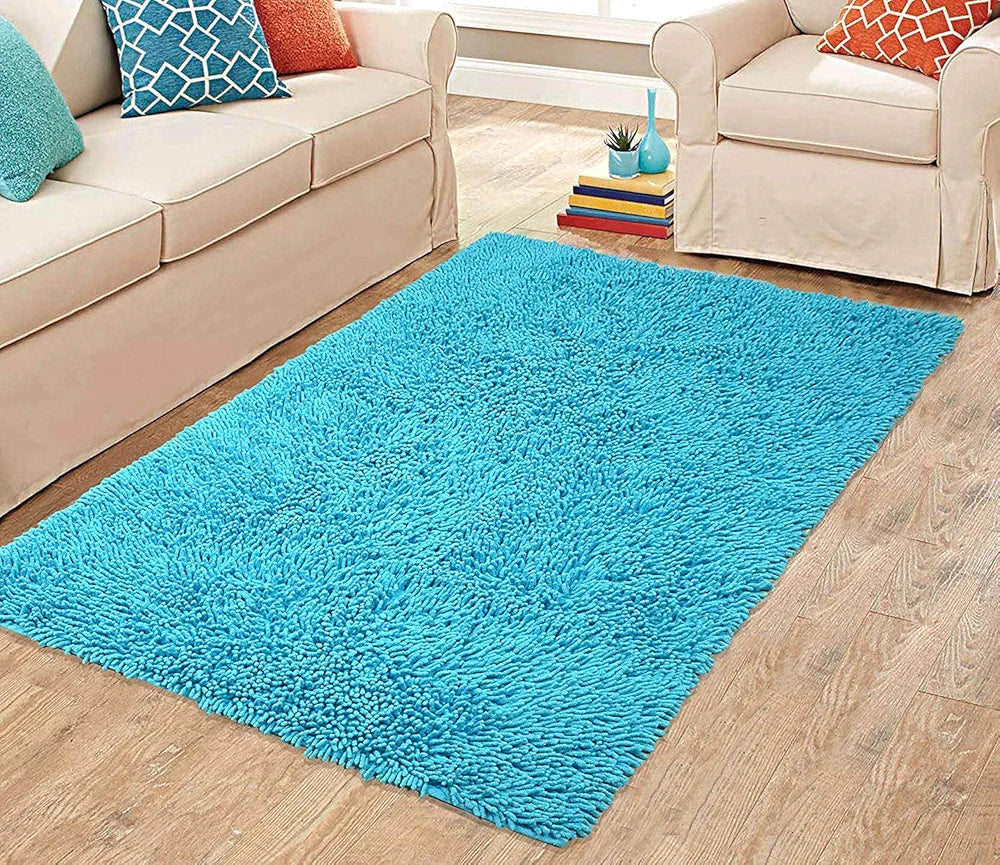 SARAL HOME EASY LIVING Saral Home Cotton Shaggy Anti-Skid Rectangular Carpet 