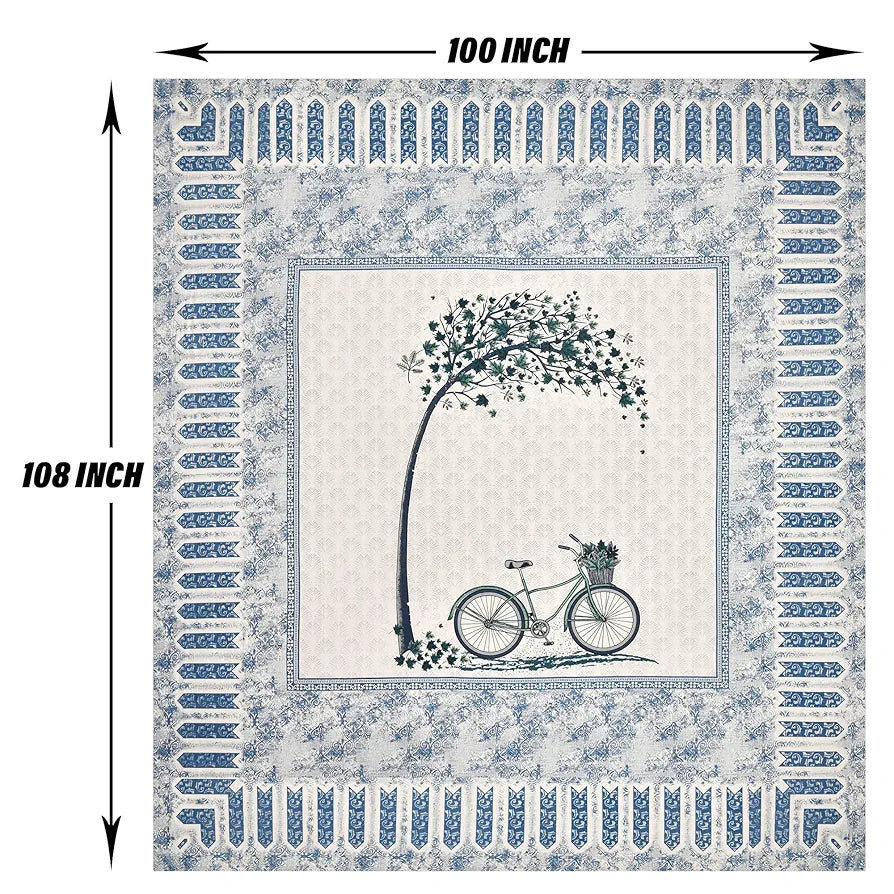 Kuber Industries Double Bedsheet with 2 Pillow Covers | 160 TC Premium Cotton Bedsheet for Double Bed | Bedsheet for Living Room-Home & Hotels | Photo Frame Cycle | 100x108 Inch | Blue