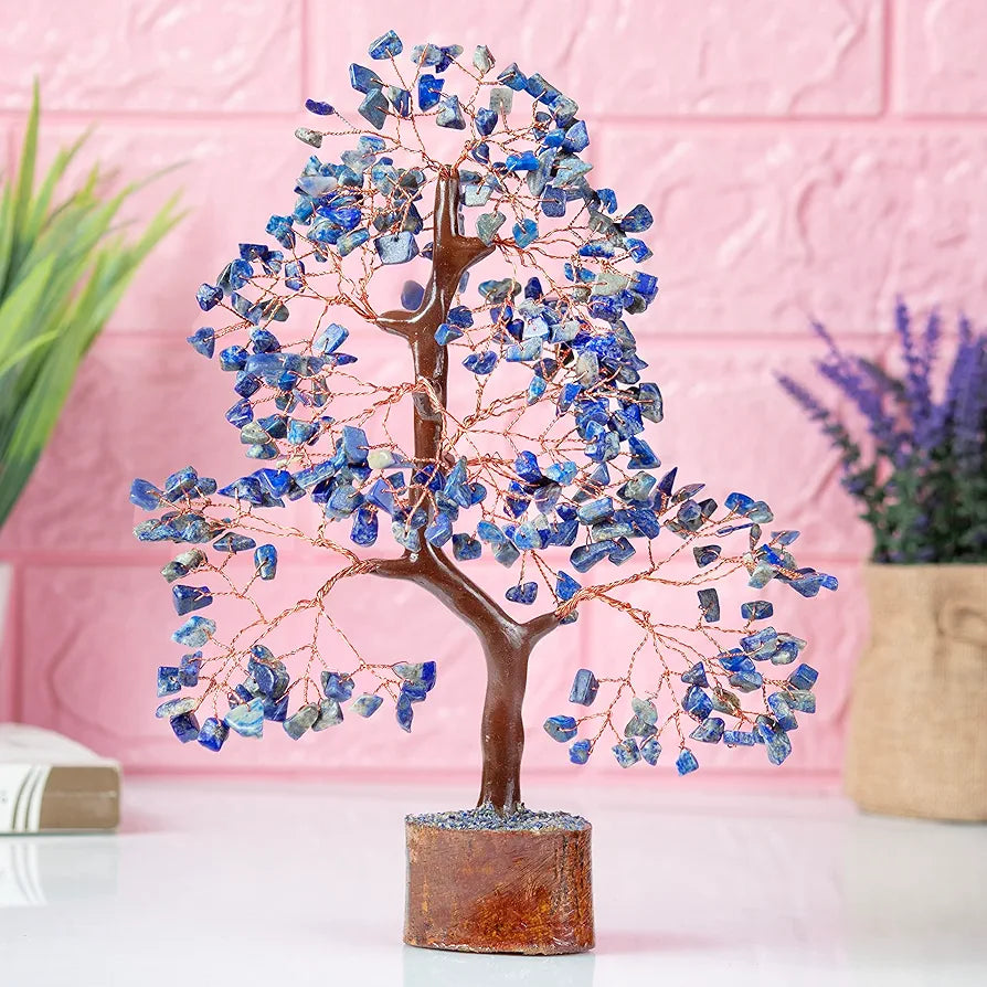 BEZAVO Lapis Lazuli Energy Crystal Tree | Feng Shui Tree for Abundance & Love | Decorative Artificial Plant for Home & Office | Ideal Gift for Men & Women – Birthday 