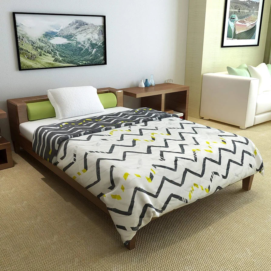 Divine Casa 120 GSM Microfiber Single Bed Comforter | Soft & Lightweight Reversible AC Blanket | All-Season 3-Layered Quilt | 230 x 140 cm, Slate