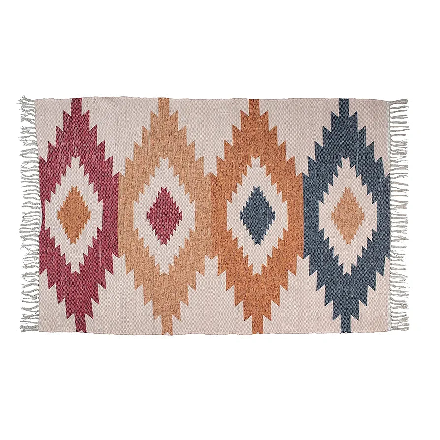 HOMADORN Chindi Handmade Printed Modern Dhurrie/Rugs/Carpet for Living Room/Drawing Room Enhanced Decor for Bedroom 