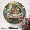 Livin'luxe Paintings Divine Radha Krishna on Lotus Wall Painting with Frame - Sparkle Glossy Round Golden Framed Large Painting