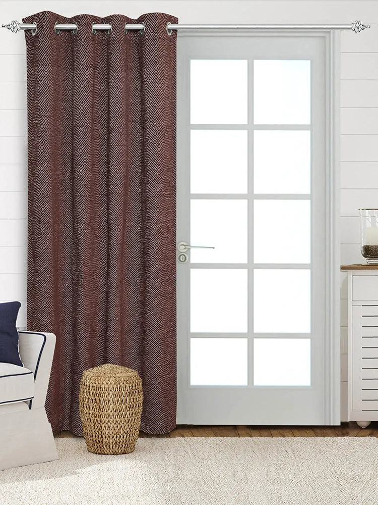 Saral Home Pacman Chenille Blackout Door Curtains 1pc, Brown 4X7 Ft