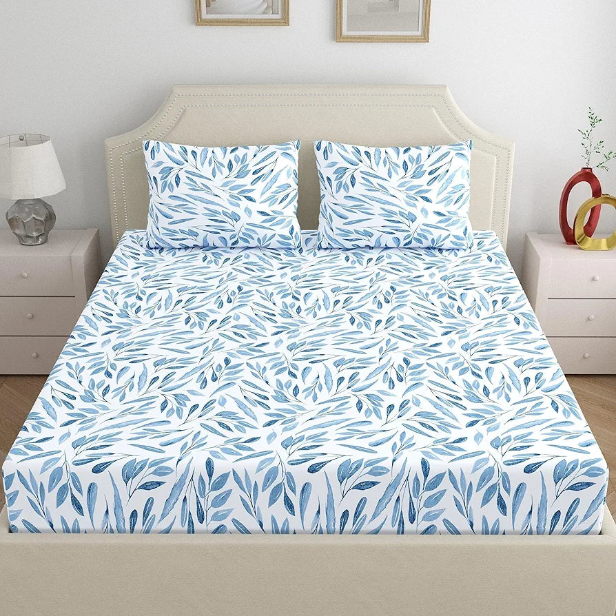 Dreamscape 100% Cotton King Bedsheet with 2 Pillow Covers - 