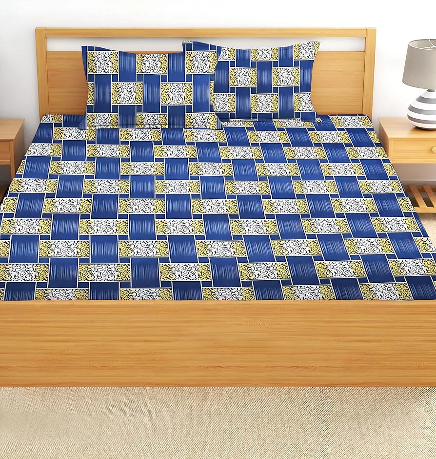 STARNSTYLE Polycotton 220 TC Floral Printed King Size Double Bedsheet with 2 Pillow Covers,  Milt