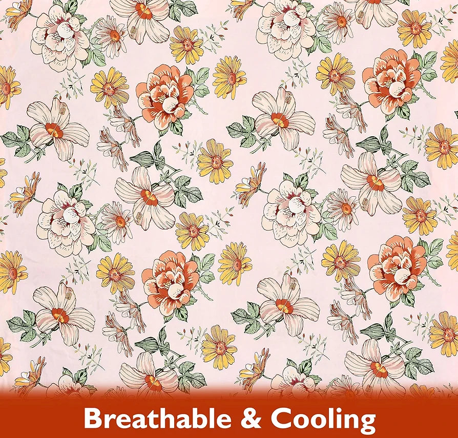 Fresh From Loom Floral Print Microfiber Single Bed Bedsheet Set - Anti Fade, 240 TC, 1 Pillow Covers Included 