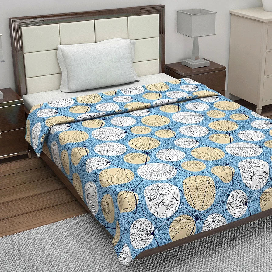 Divine Casa Cotton 120 GSM Reversible Soft and Cozy Lightweight Printed Single Bed AC Dohar Blanket for Mild Winter Quilt - | TC - 120