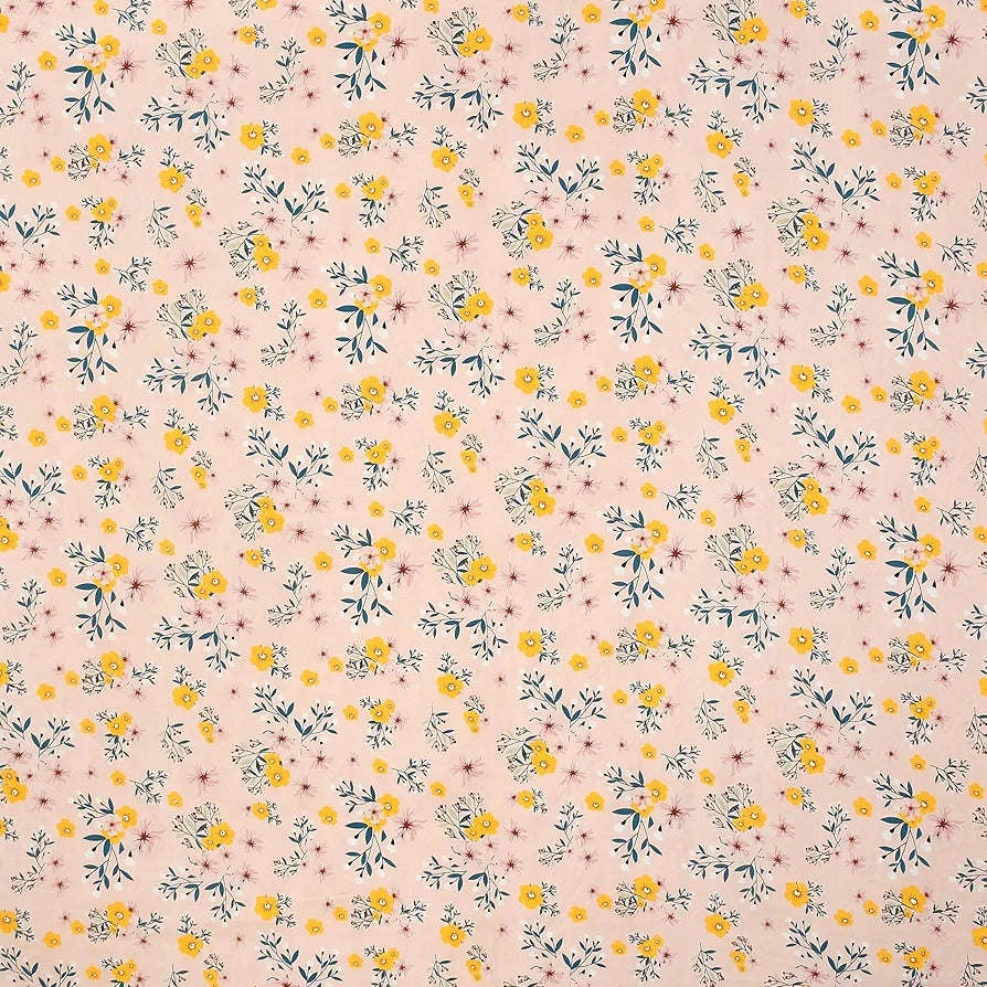 HOMEKART Cotton 200 TC Proper King Size Bedsheet for Double Bed, King Size 108 x 108 Inches Breathable for Summer with 2 Large Size Pillow Covers Without Joint- Peach Yellow Flowers