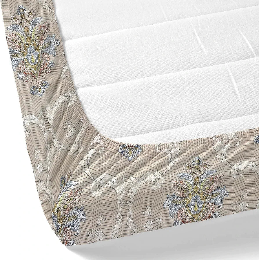 Dreamscape Microfibre Wrinkle & Fade Resistant Fitted Bedsheet for King Bed, 140TC, 1 Fitted Bed Sheet  with 2 Pillow Covers, Beige