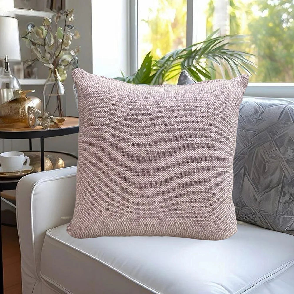 SAJAVAT HOME Cotton Cushion Cover 16X16 Inches  – Soft Decorative Cushion Cover for Sofa, Bed, or Chair –Beige & Purple, Pack of 1
