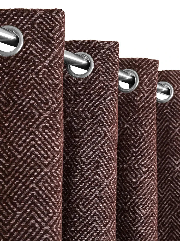 Saral Home Pacman Chenille Blackout Door Curtains 1pc, Brown 4X7 Ft