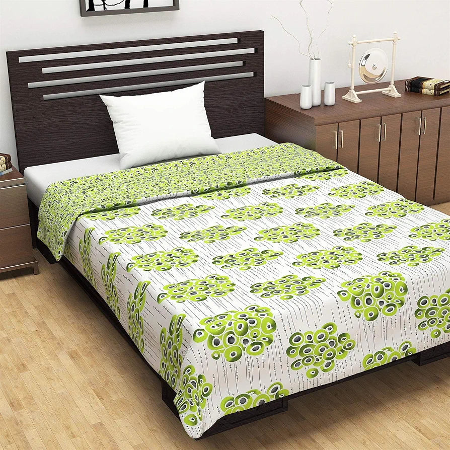 Divine Casa 120 GSM Microfiber Reversible Dohar Single Bed Size | Jaipuri Printed Soft Lightweight AC Living Room Summer Blanket - 140 x 210 CM