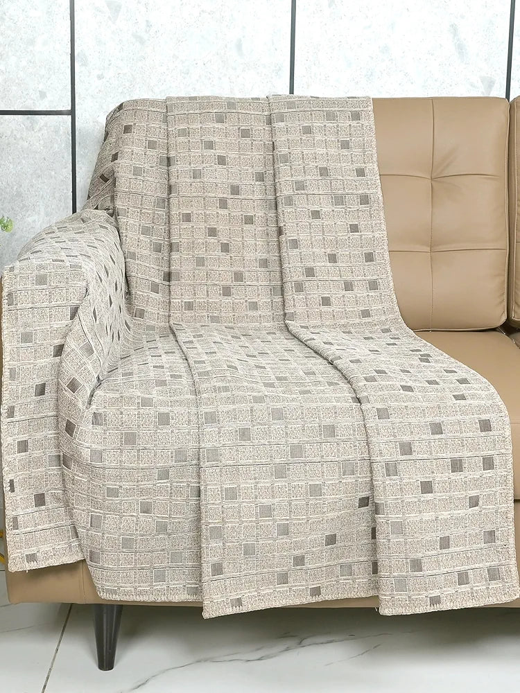 Saral Home Soft Viscose Chenille Geometric Pattern Covers  - Set of 2pc