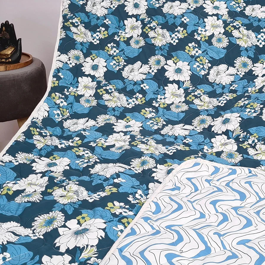Divine Casa 120 GSM Microfiber Single Bed Comforter | Soft & Lightweight Reversible AC Blanket | All-Season 3-Layered Quilt | 230 x 140 cm, Celestial Blue