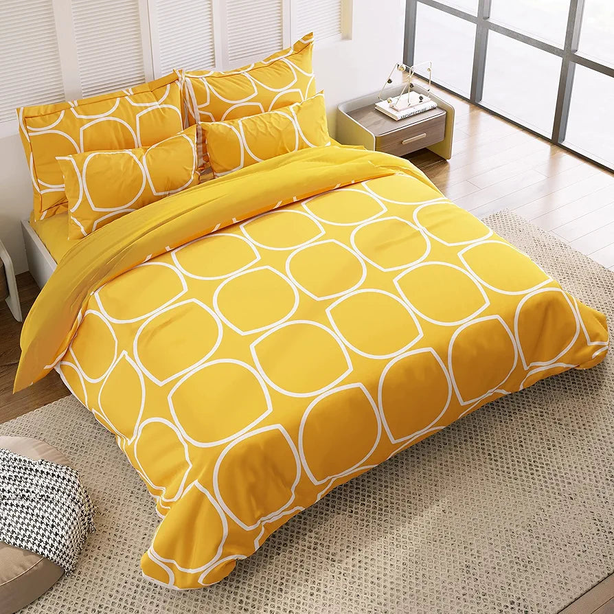 THE HOME STYLE Supersoft Cotton Feel Glace Cotton King Size Printed Flat Double Bedsheet wih 2 Pillow Cover II 400 TC, 90
