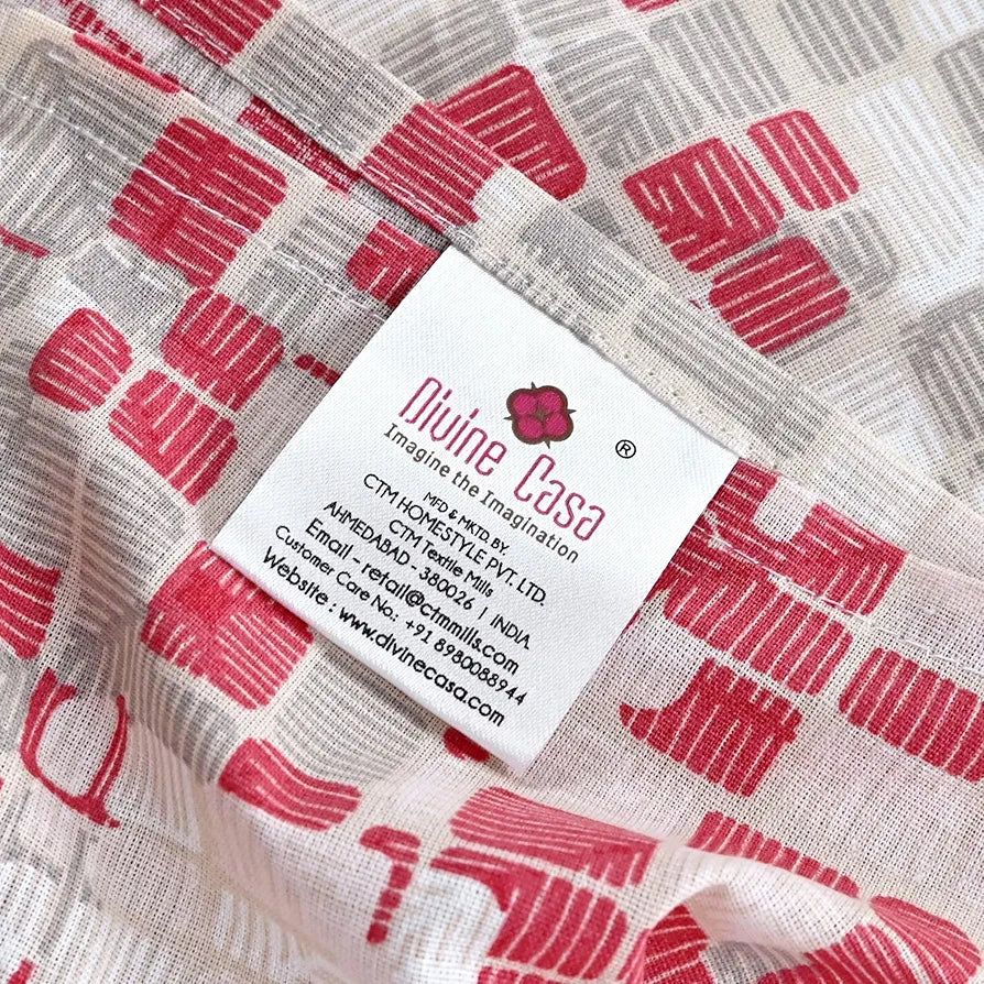 Divine Casa 144 TC Pure Cotton Double Bed Bedsheet with 2 Pillow Covers | Smooth & Comfortable for Daily Use | All-Weather Coziness & Bedroom Style | Size 222 x 254 CM | Mosaic Bloom | Ivory Red