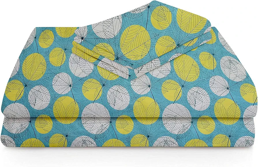 100% Microfiber bedsheet for Double Bed with 2 Pillow Covers Breathable | Wrinklefree and Soft Touch 144 TC Pattren Floral Light Green White| TC - 144