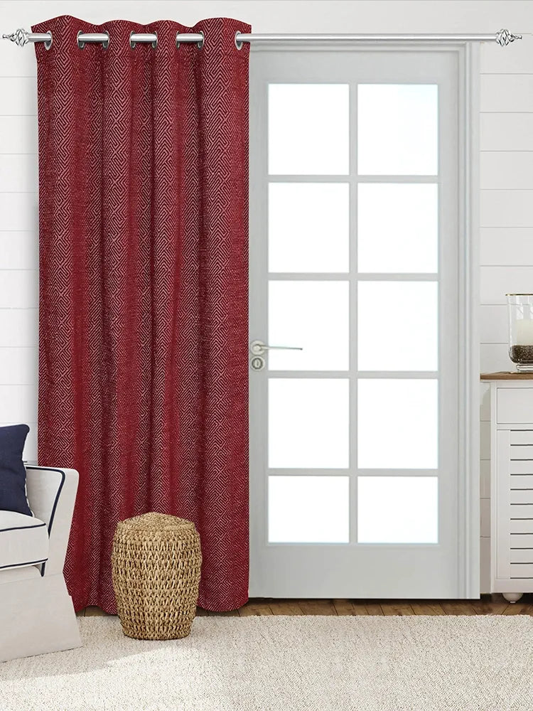 Saral Home Pacman Chenille Blackout Door Curtains 1pc, Maroon 4X7 Ft
