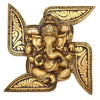 Two Moustaches Brass Ganesha Swastika Wall Hanging Brass Ganesha