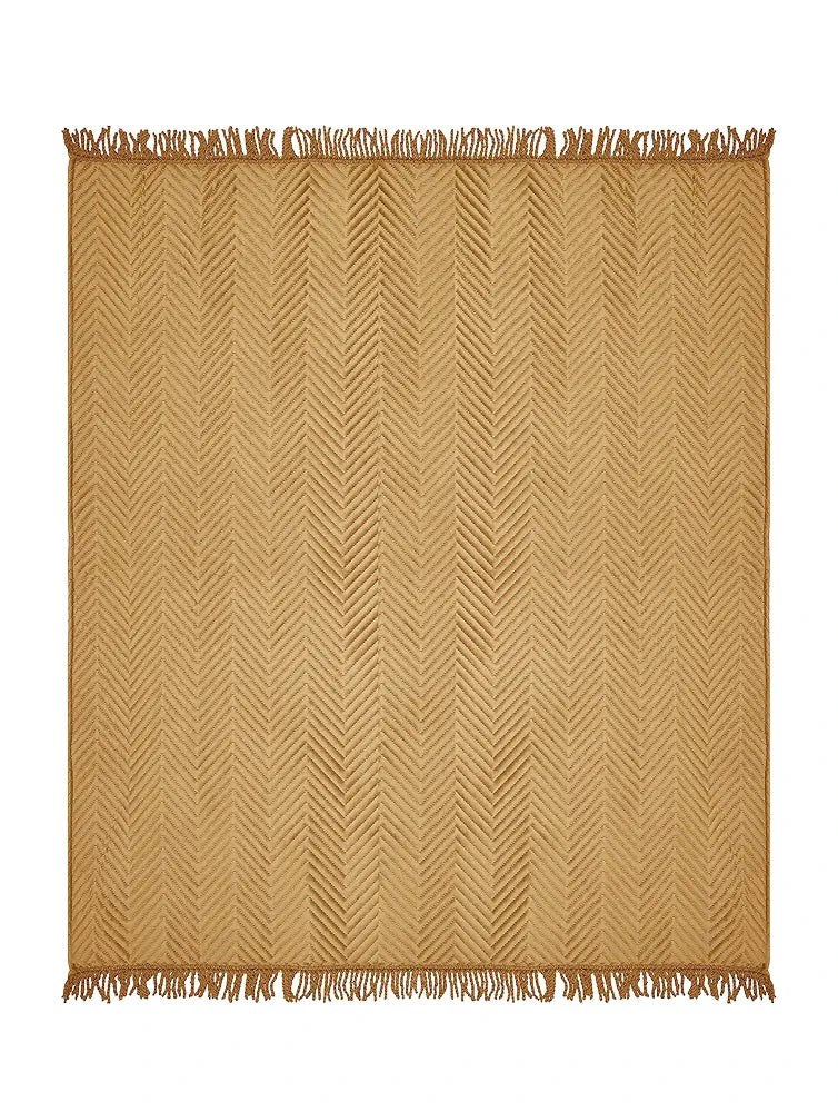 SARAL HOME EASY LIVING Velvet Chevron Sofa Throw-Gold