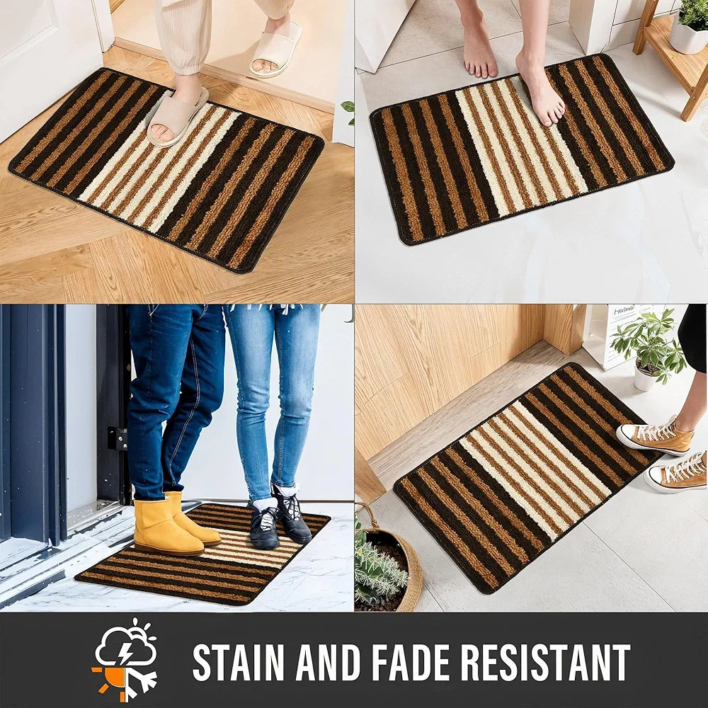 Kuber Industries 16x24 Inch Anti-Skid Water-Absorbent Door Mats for Home | Durable Main Entrance Footmats for Bathroom, Living Room & Office | Micro Pearl Lining - Brown